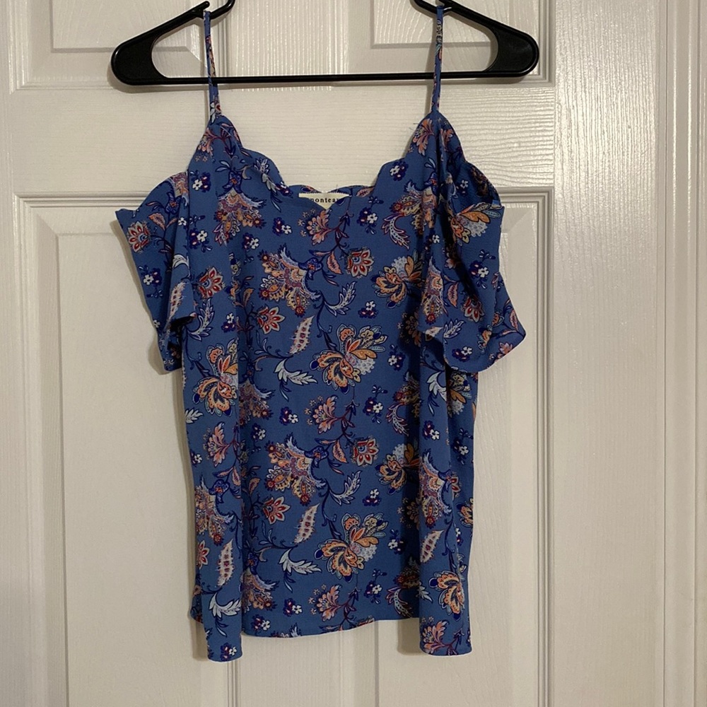 Monteau Los Angeles Blue Floral Blouse